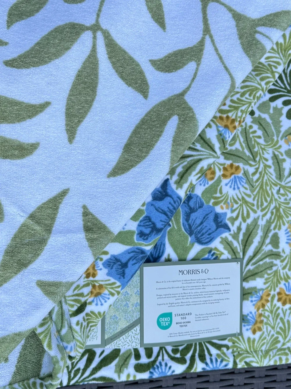 Morris & Co Luxury Beach Towel Floral Cotton Oversized Reversible Pool 40x70